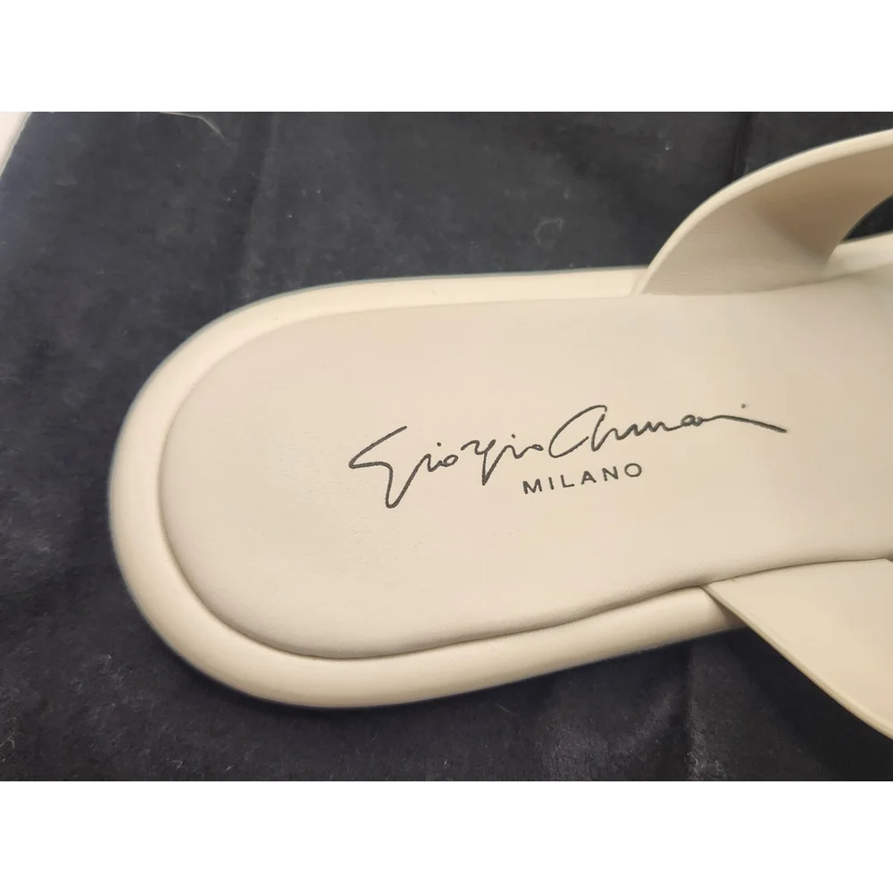 Giorgio Armani Flat Leather Sandals - New With Box - Picture 6 of 16